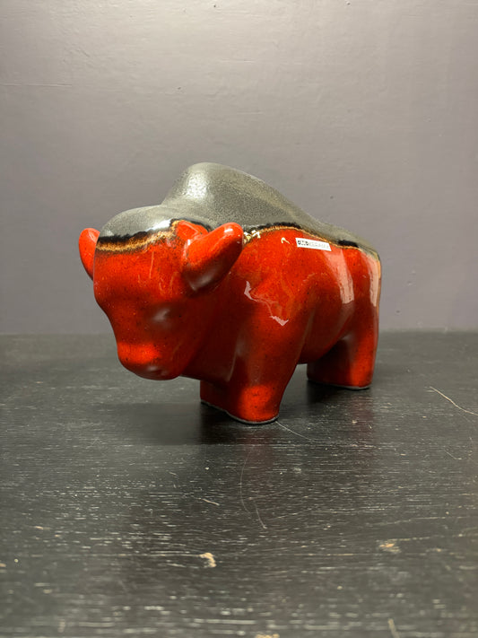 Otto Keramik Large Ceramic Bison West German Pottery Fat Lava