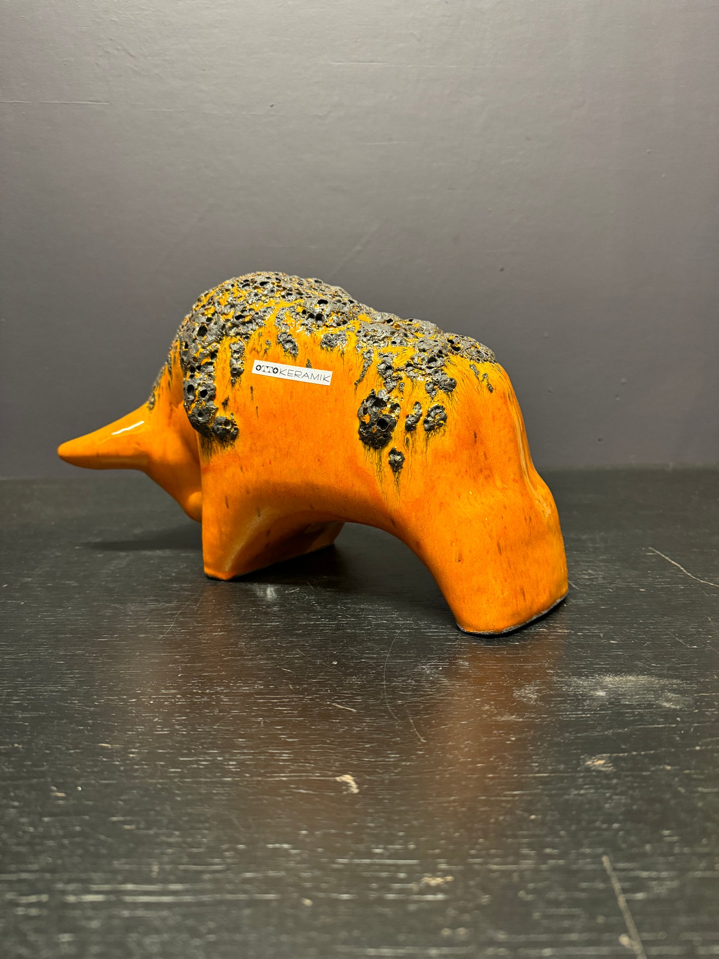 Otto Keramik Large Ceramic Bull West German Pottery Fat Lava