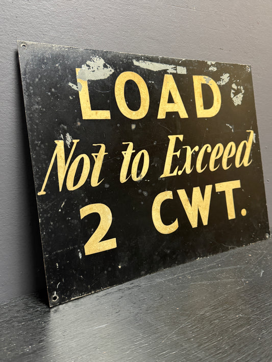 1940s Hand Painted Factory Load Weight Sign