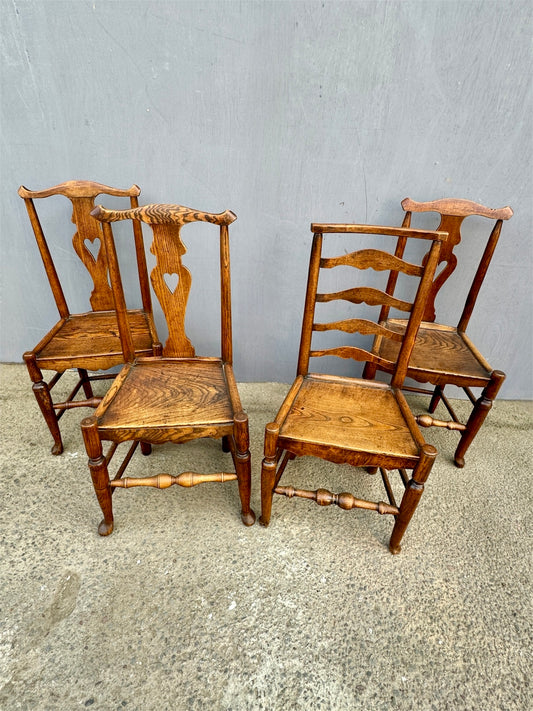 Set Of 4 Elm Side Chairs Circa Early1800s
