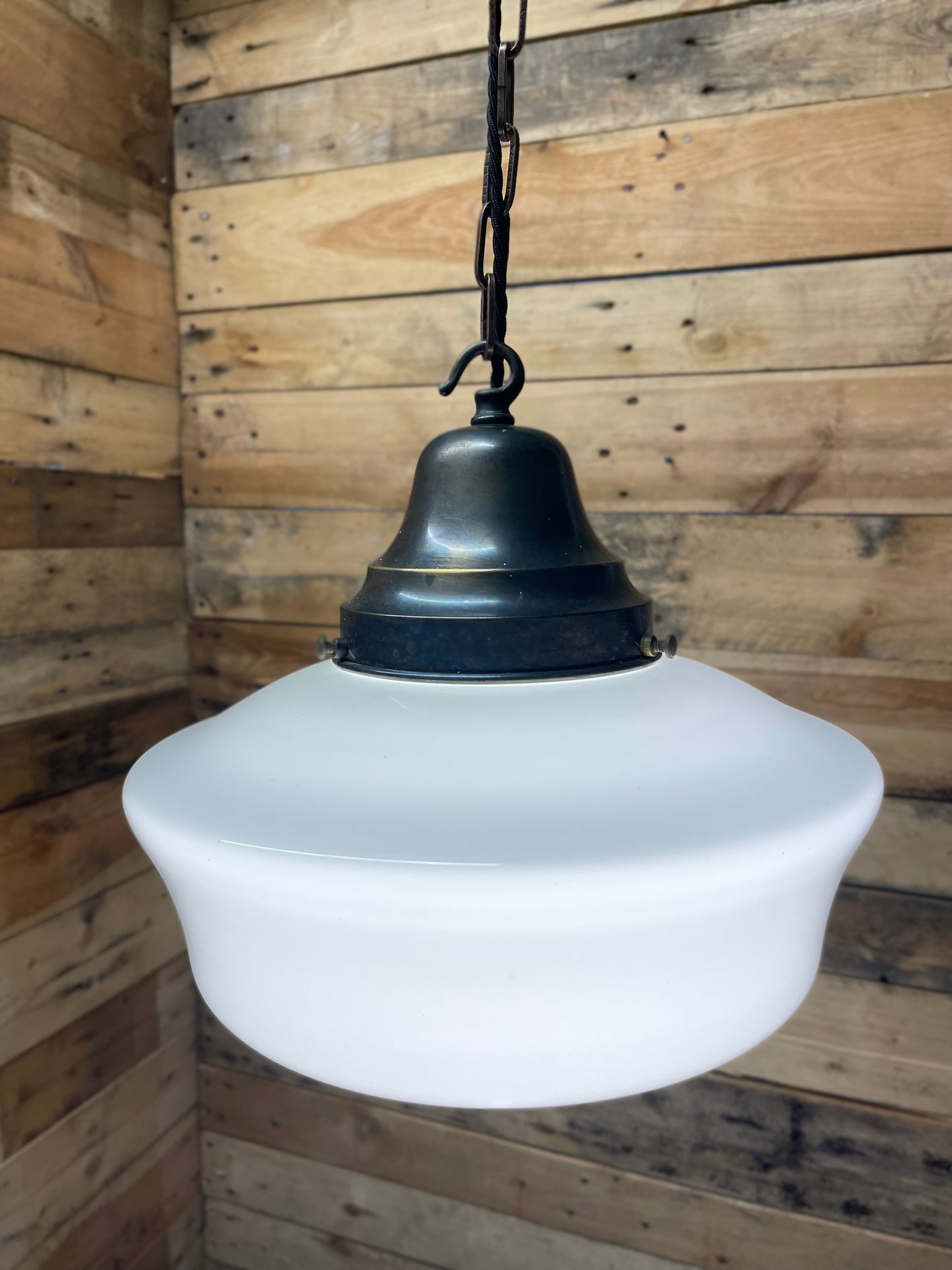 1930s British Made Opaline Pendant Light