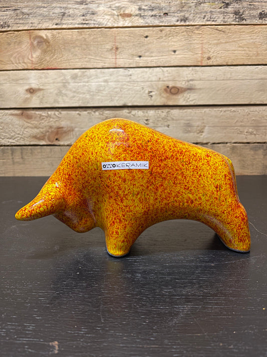 Otto Keramik Medium Ceramic Bull West German Pottery Fat Lava