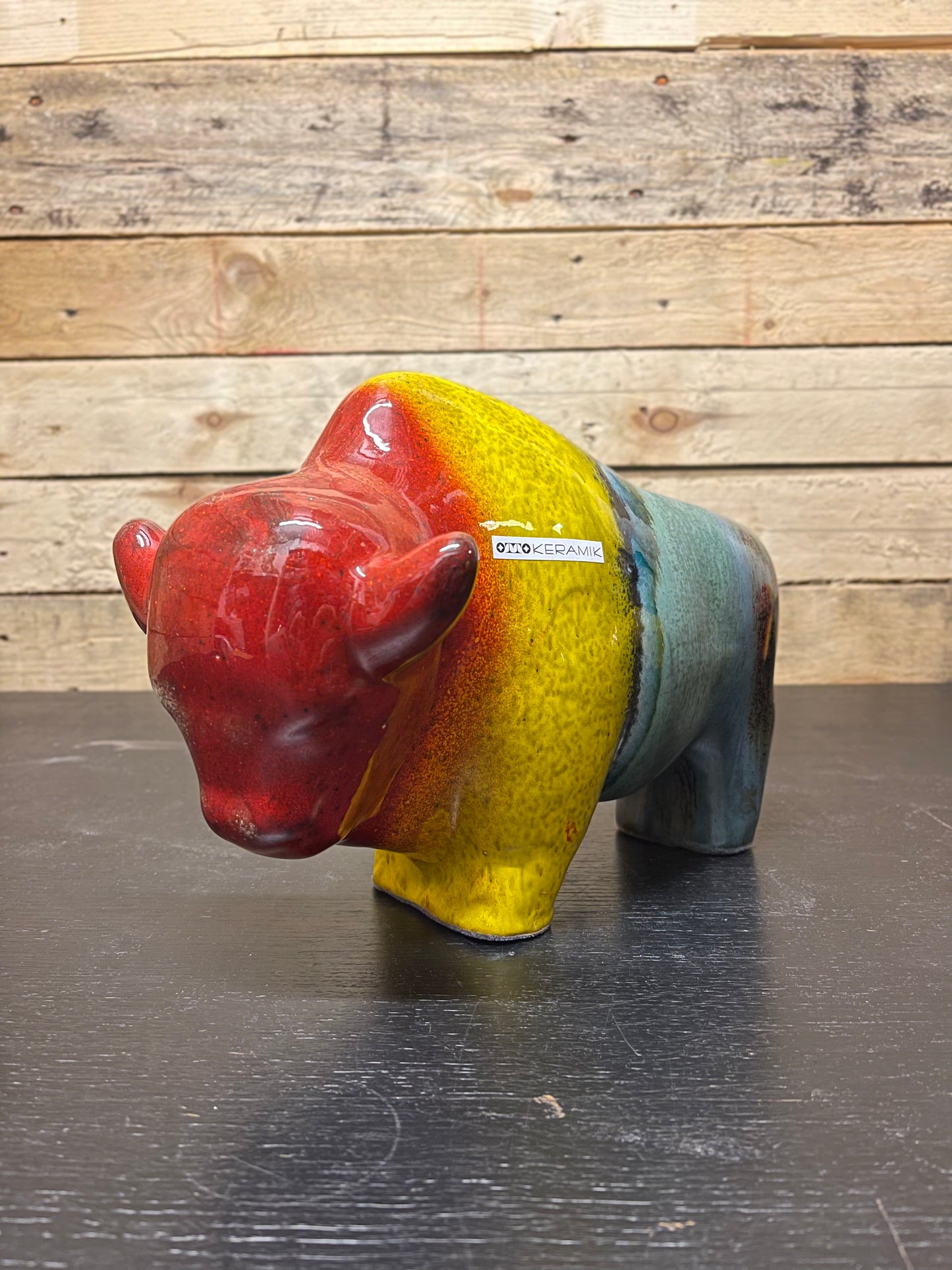 Otto Keramik Large Ceramic Bison West German Pottery Fat Lava