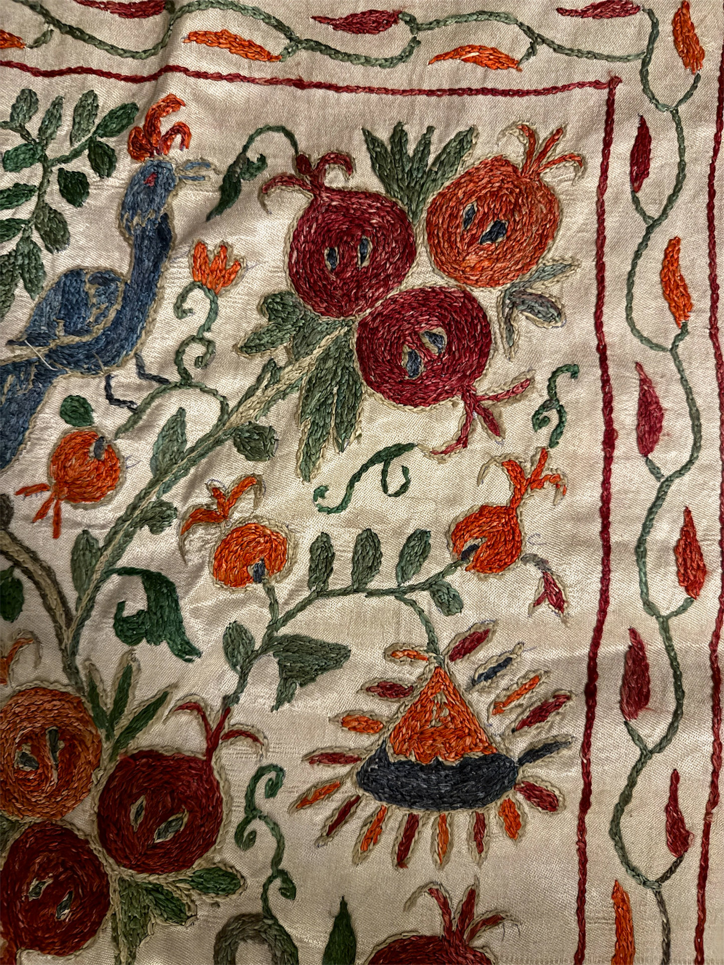 Hand Made Silk On Silk Uzbek Bukhara Suzani.