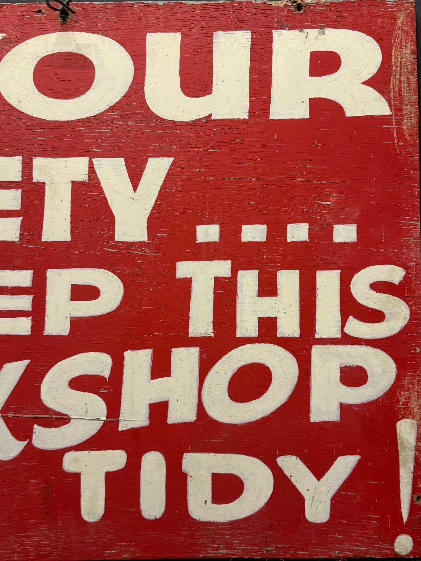 1950s Hand Painted Train Mechanics Wokshop Sign