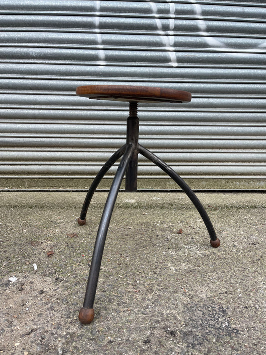 1950s Polish Adjustable Industrial Work Stool