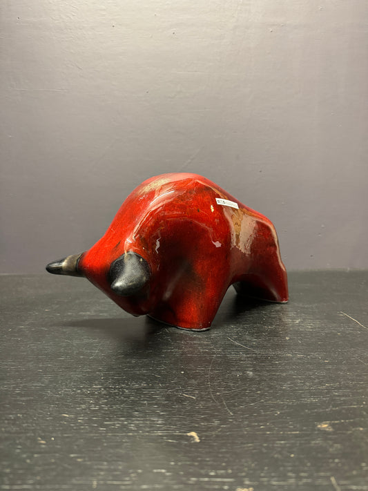 Otto Keramik Large Ceramic Bull West German Pottery Fat Lava