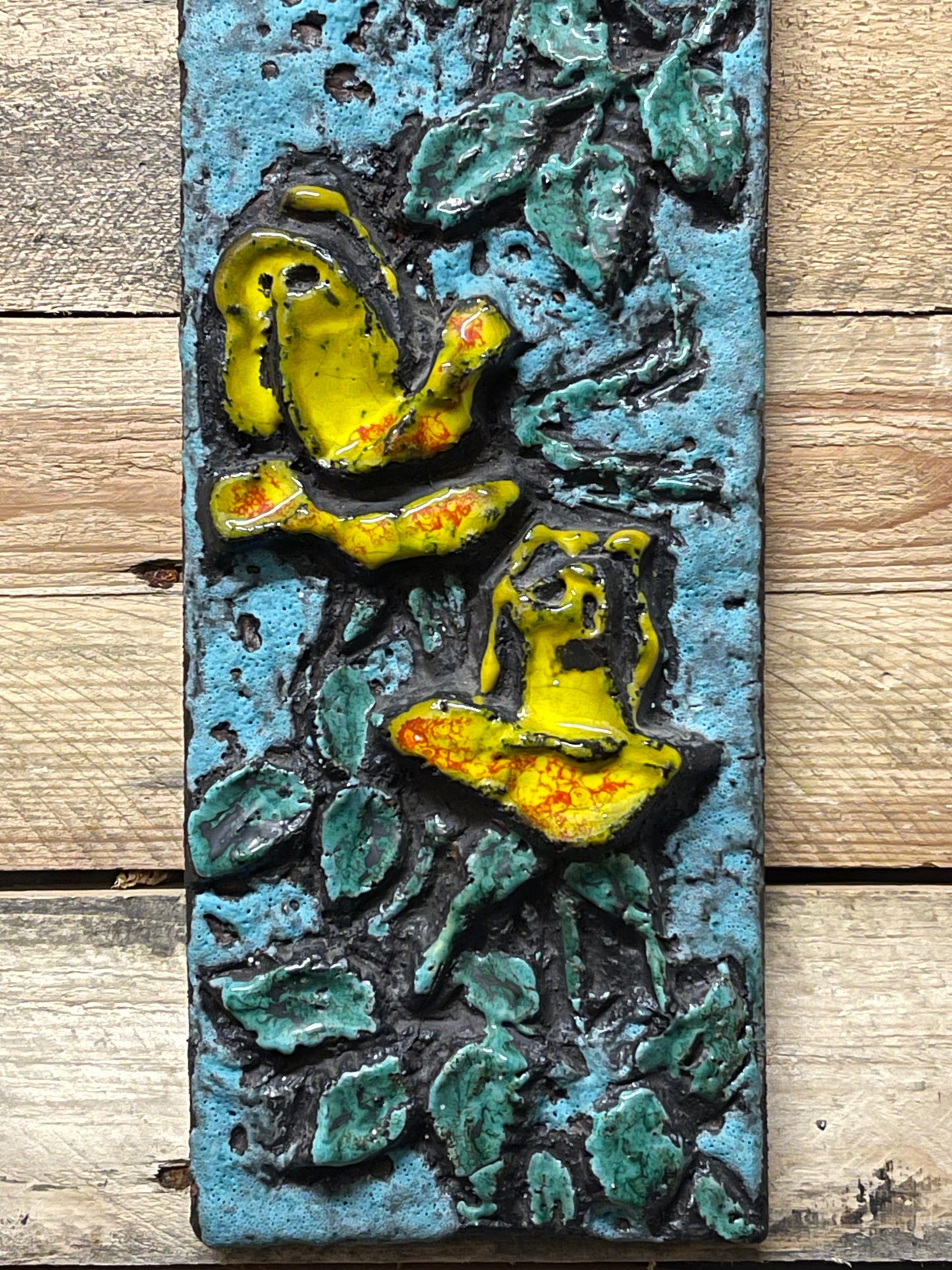 1960s West German Pottery Fat Lava Wall Tile By Ruscha Art