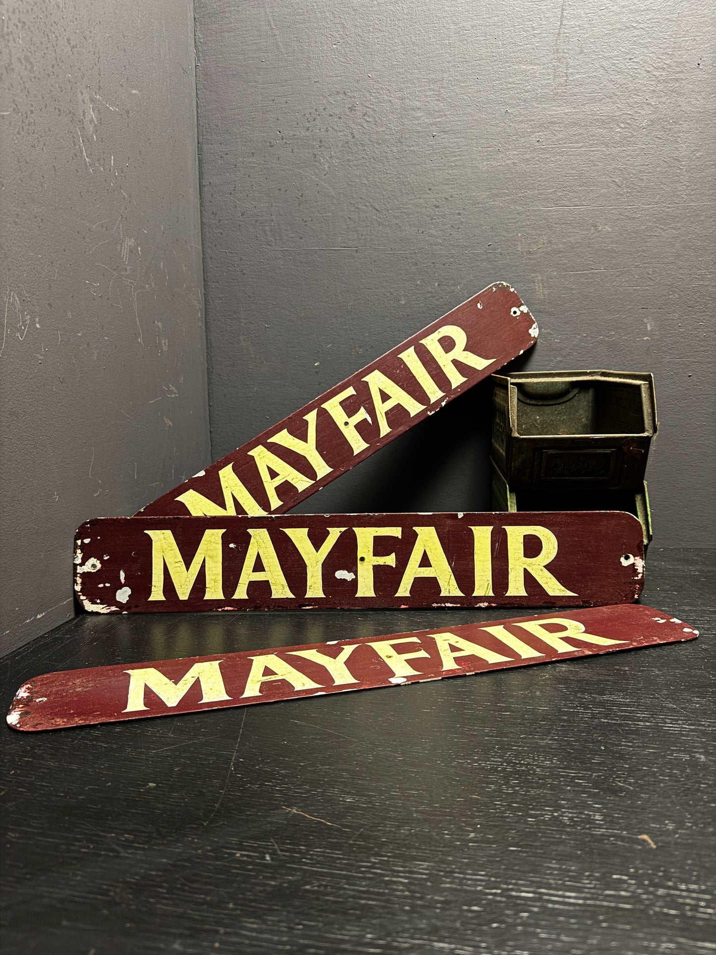 1960s Hand Painted Boat Signs ‘ MAYFAIR ‘