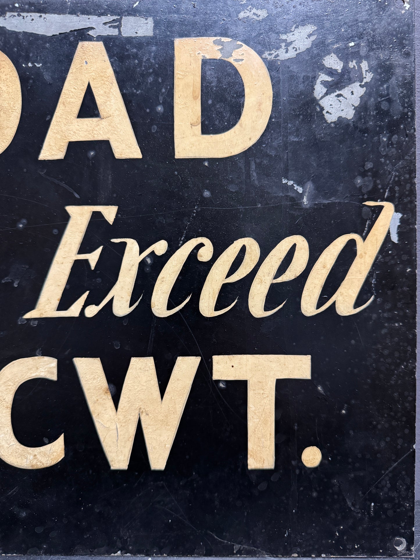 1940s Hand Painted Factory Load Weight Sign