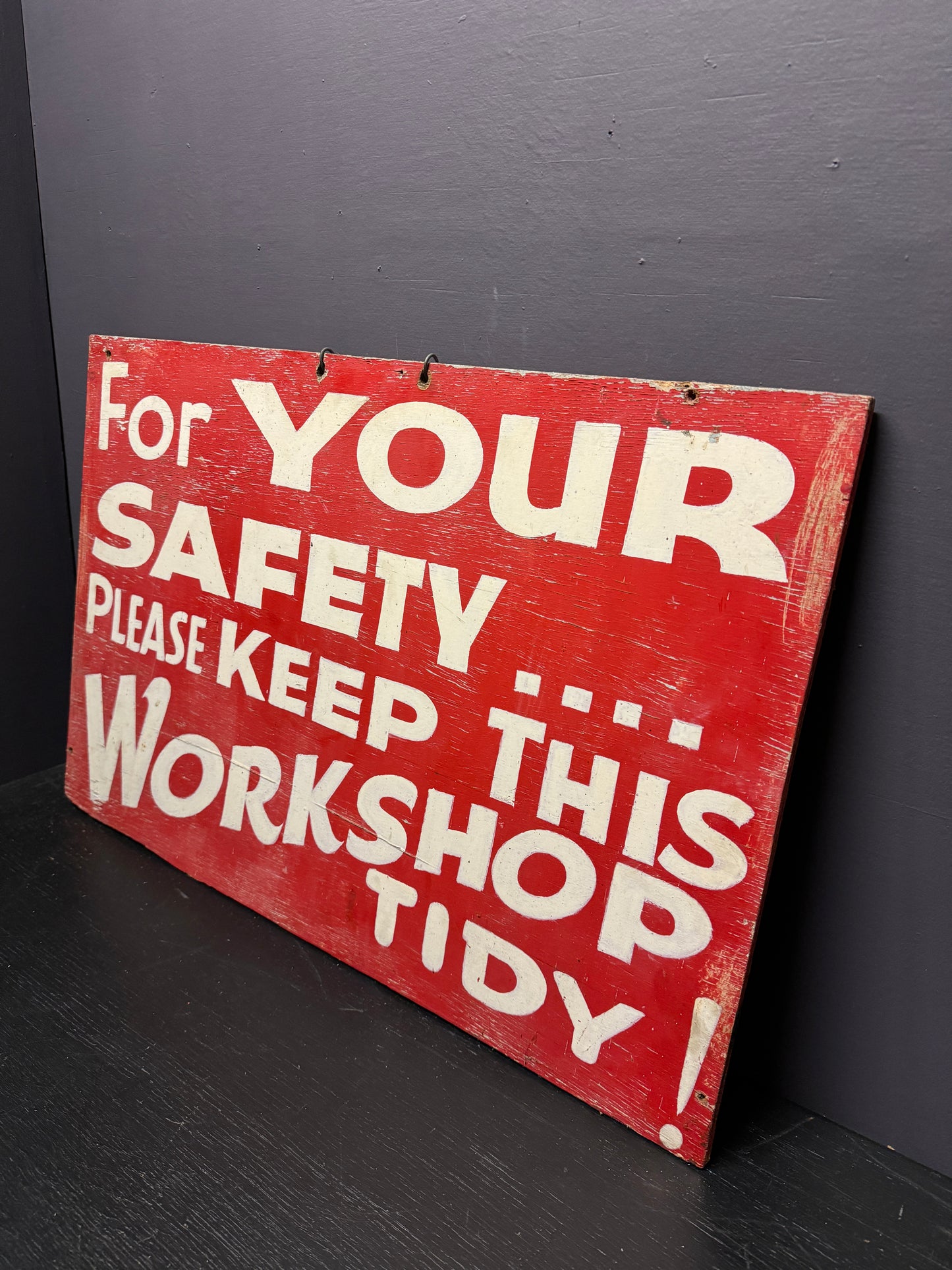 1950s Hand Painted Train Mechanics Wokshop Sign