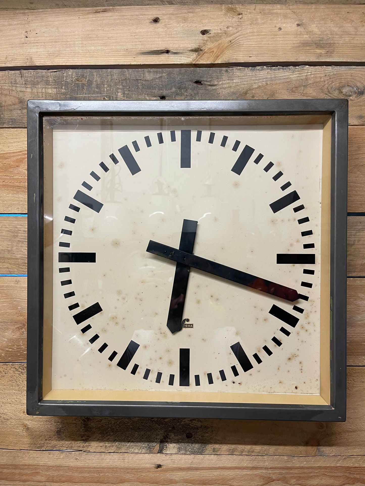 Large 1950's East German Industrial Factory Clocks By Elfema