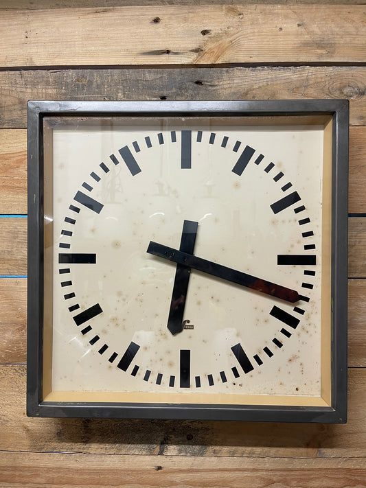 Large 1950's East German Industrial Factory Clocks By Elfema