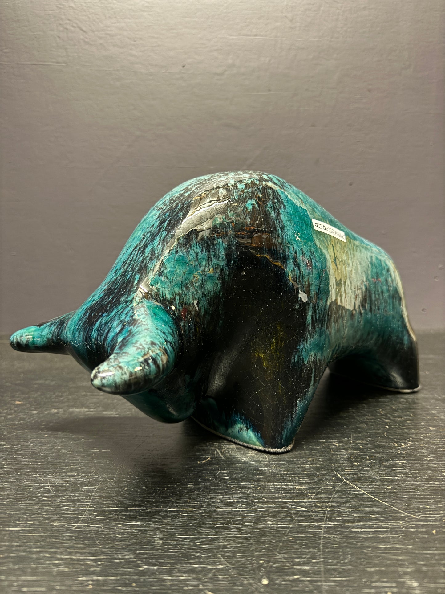 Otto Keramik Large Ceramic Bull West German Pottery Fat Lava