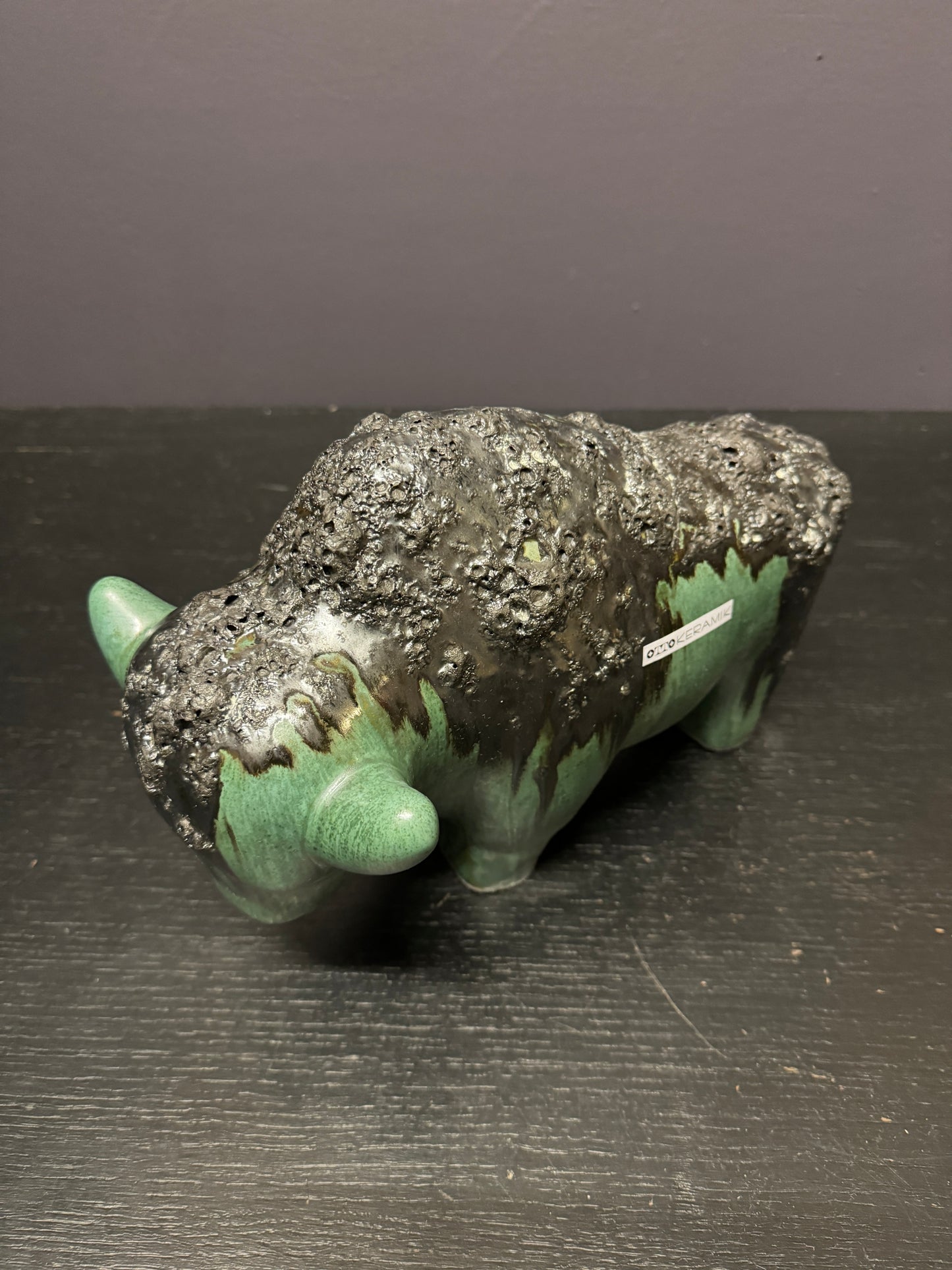 Otto Keramik Large Ceramic Bison West German Pottery Fat Lava