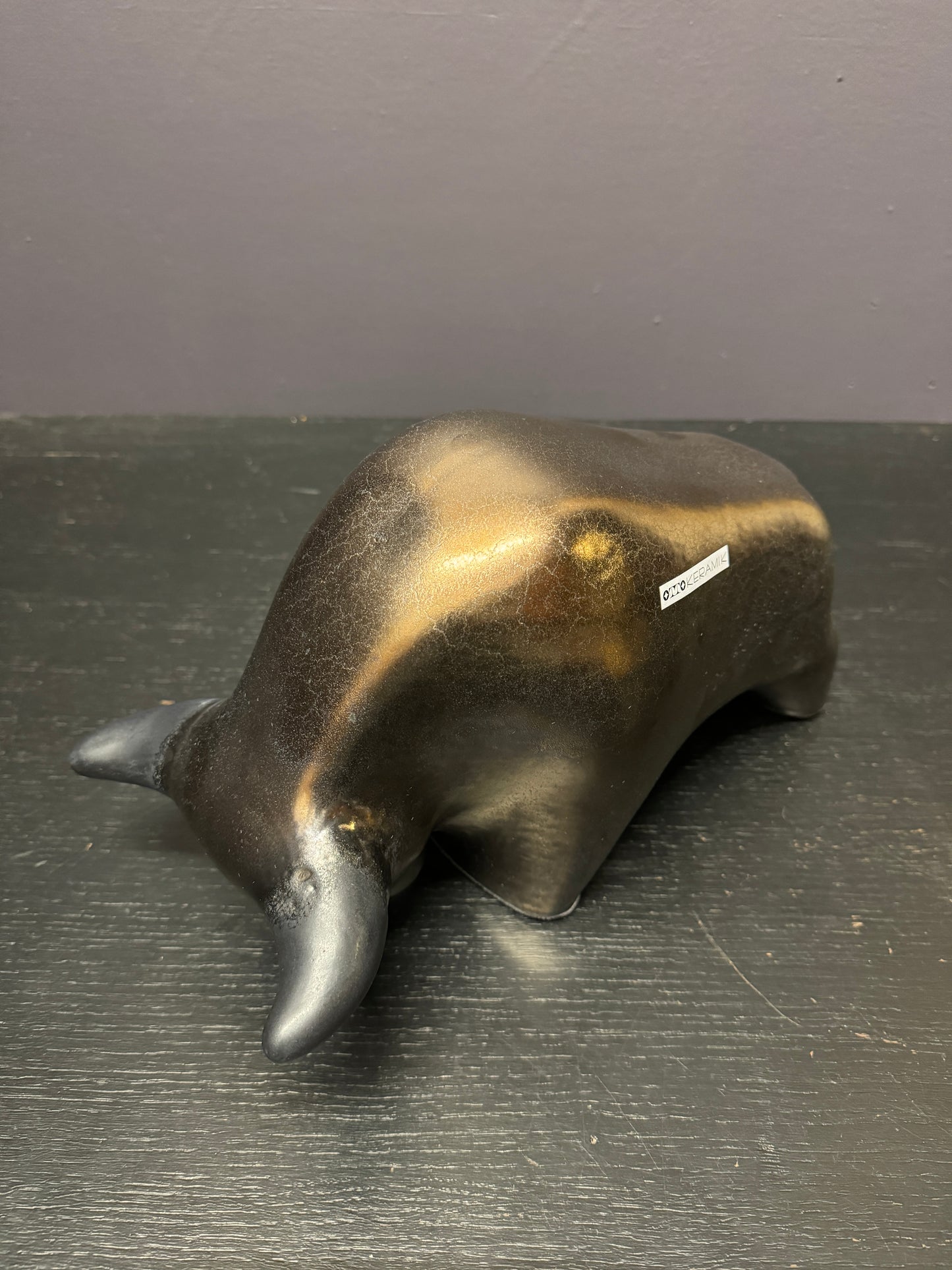 Otto Keramik Large Ceramic Bull West German Pottery Fat Lava