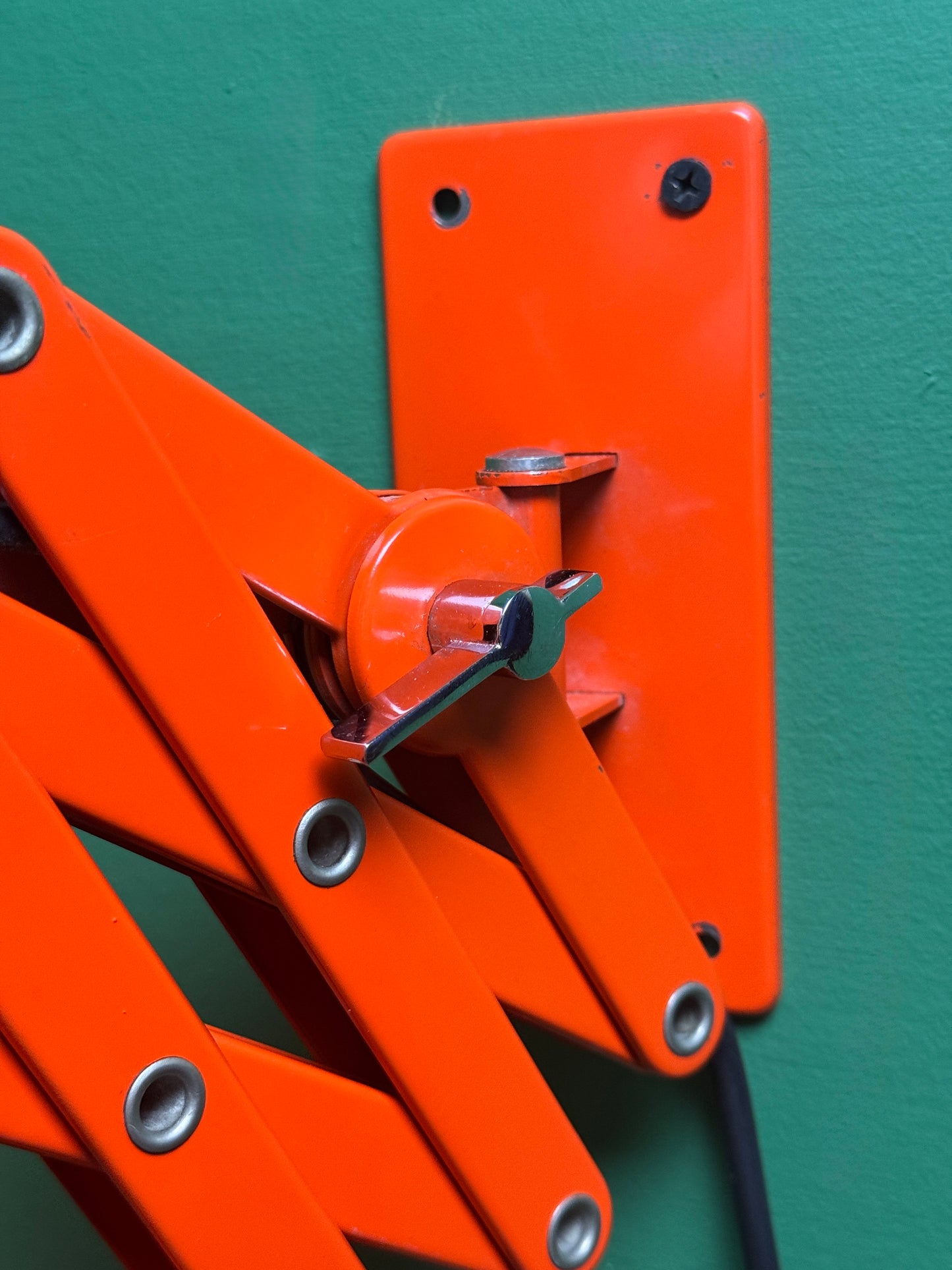 1970s Bright Orange Scissor Lamps By SIS Germany.
