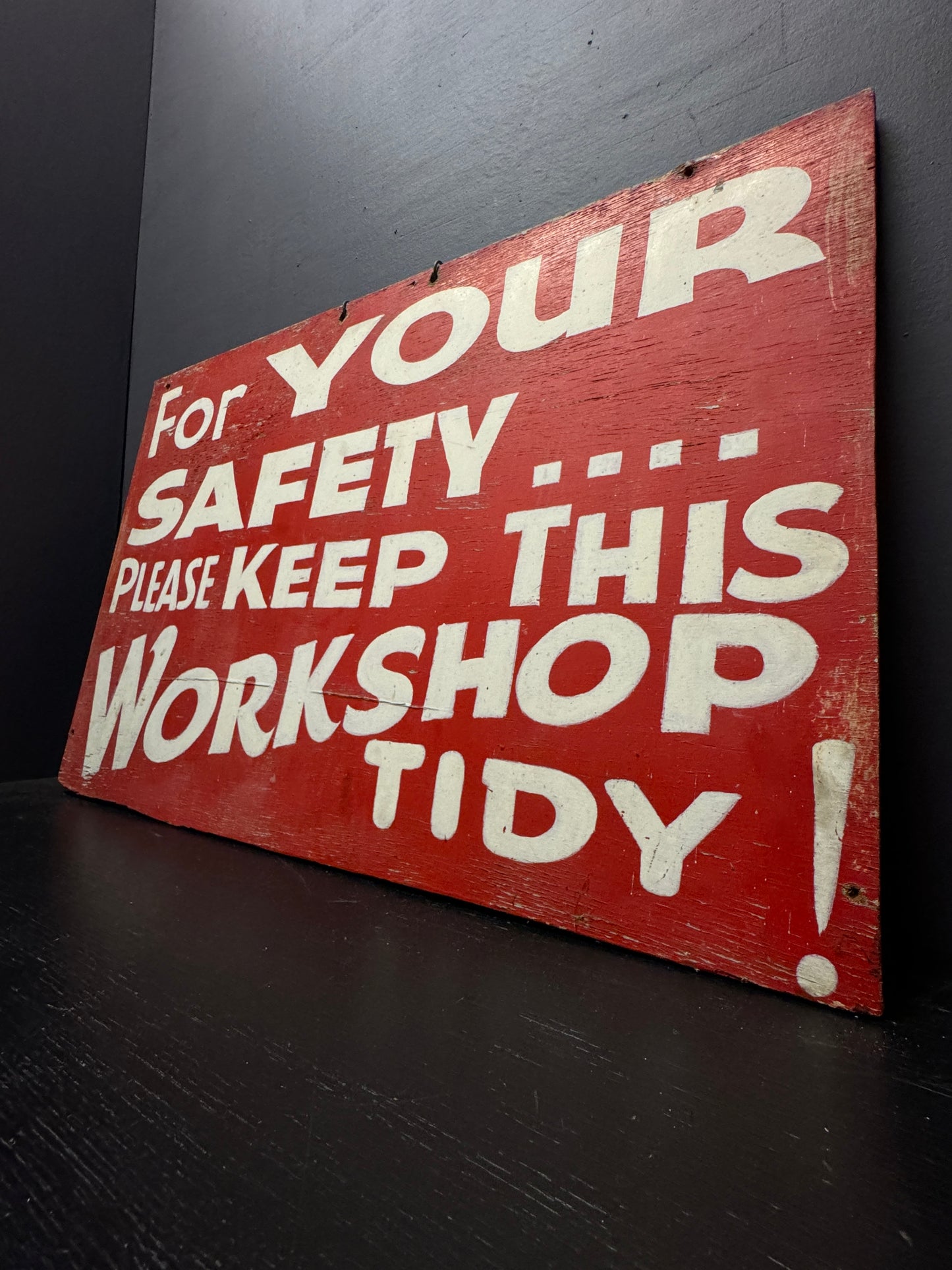 1950s Hand Painted Train Mechanics Wokshop Sign