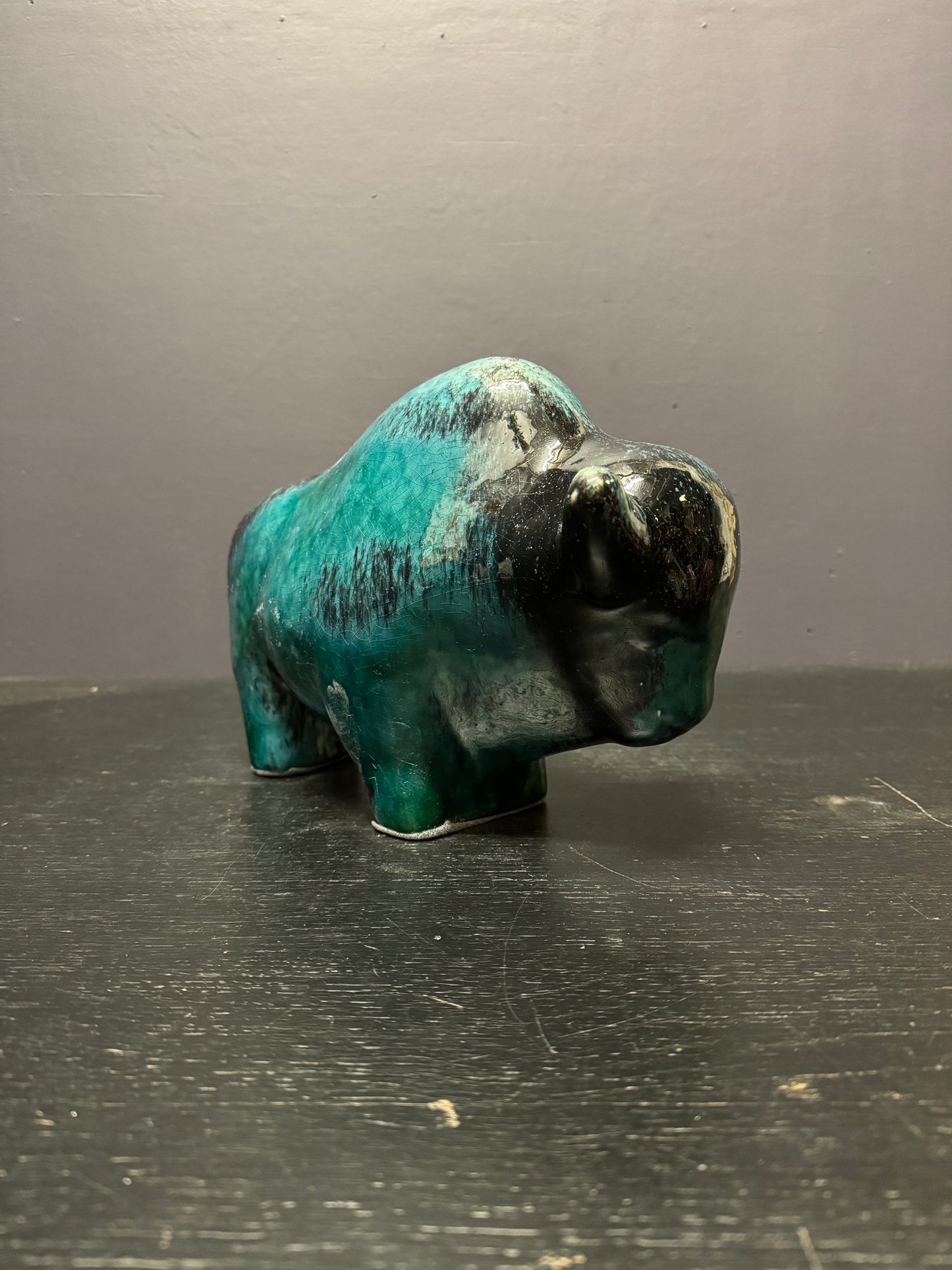 Otto Keramik Large Ceramic Bison West German Pottery Fat Lava