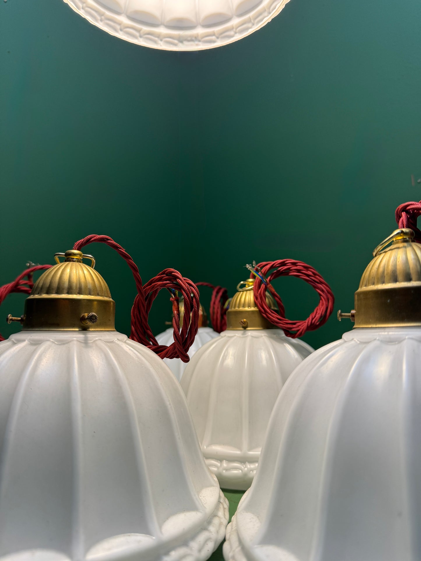 1920s Opal Glass Pendant Light
