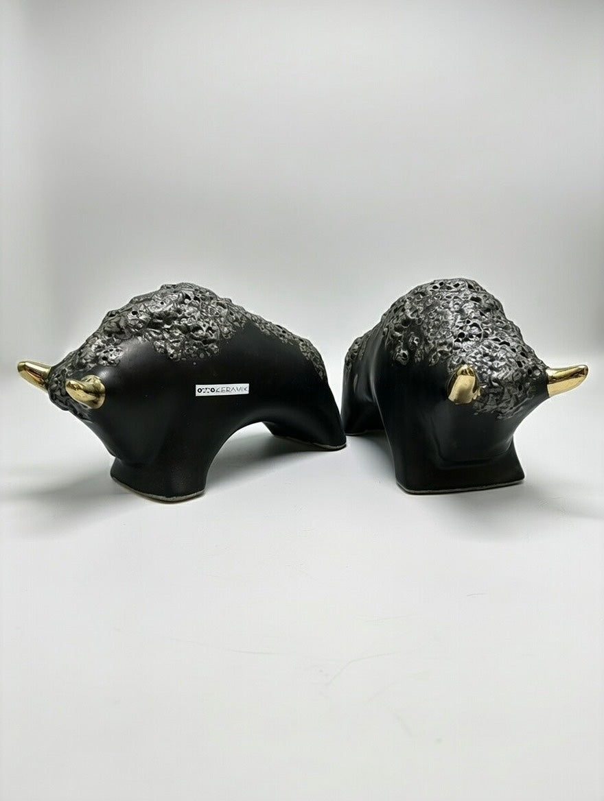 Otto Keramik Gold Edition Ceramic Bull West German Pottery Fat Lava