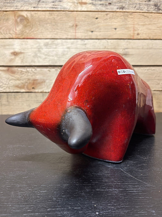 Otto Keramik Large Ceramic Bull West German Pottery Fat Lava