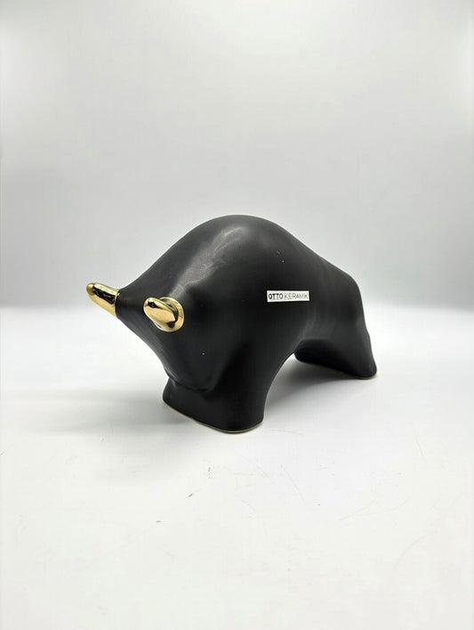 Otto Keramik Gold Edition Ceramic Bull West German Pottery Fat Lava