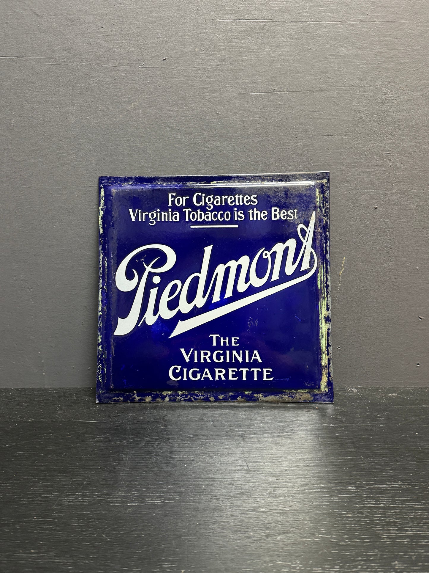 Early 1900s Double Sided Enamel Piedmont Cigarette Advertising