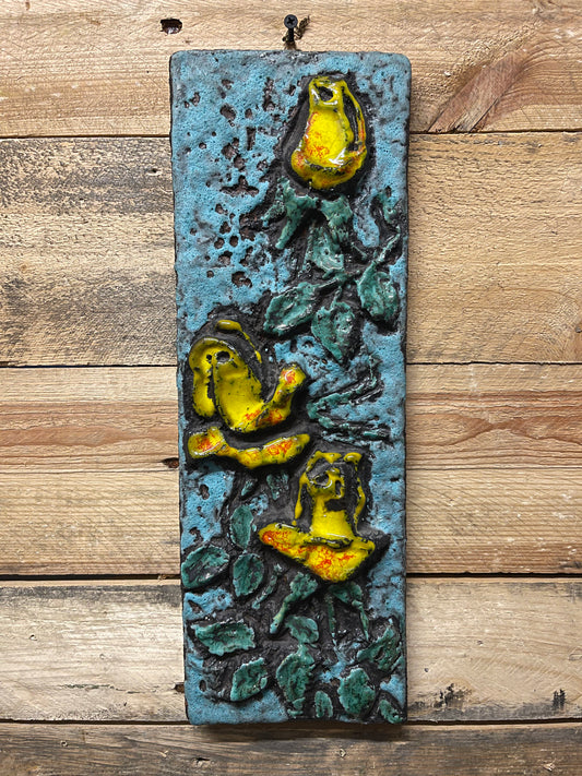 1960s West German Pottery Fat Lava Wall Tile By Ruscha Art