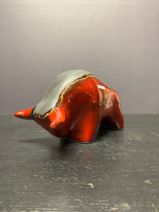 Otto Keramik Large Ceramic Bull West German Pottery Fat Lava