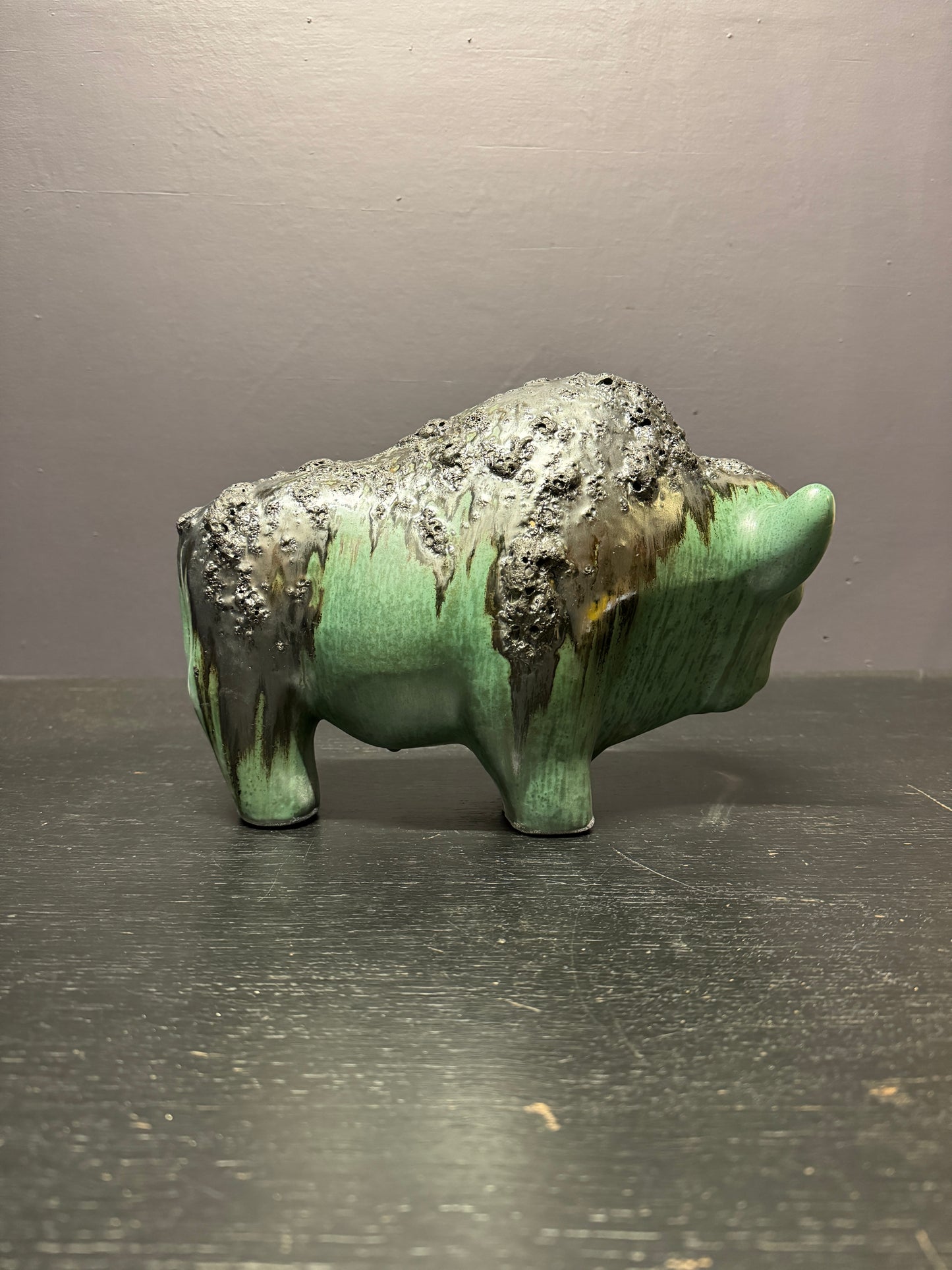 Otto Keramik Large Ceramic Bison West German Pottery Fat Lava