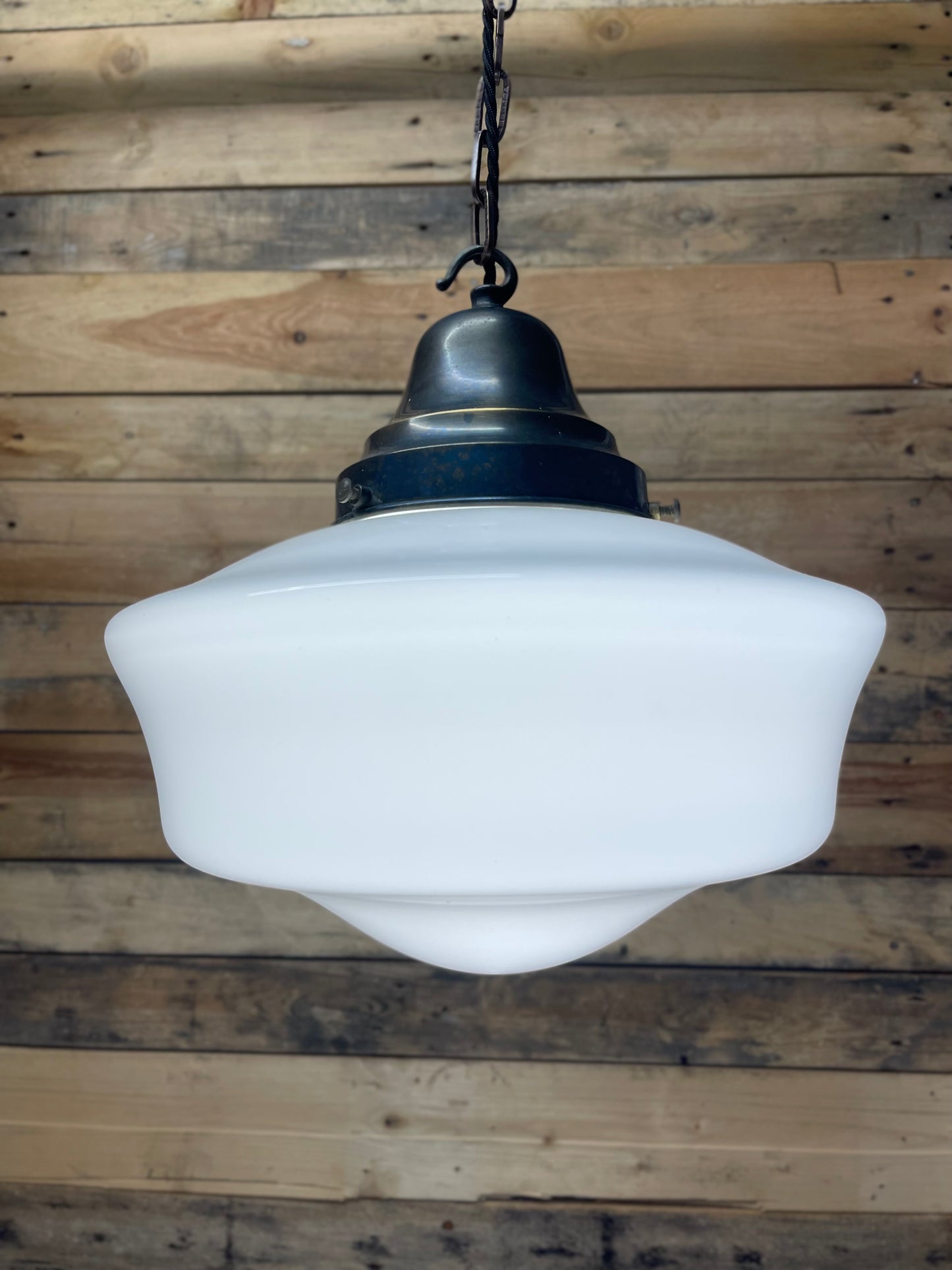 1930s British Made Opaline Pendant Light