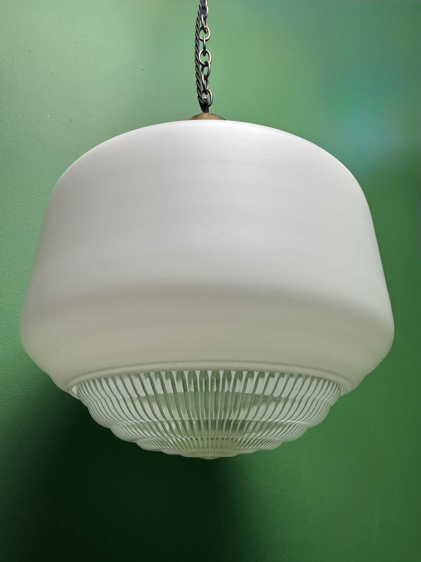 1930s Opaline Pendant Lights With Original Diffusers