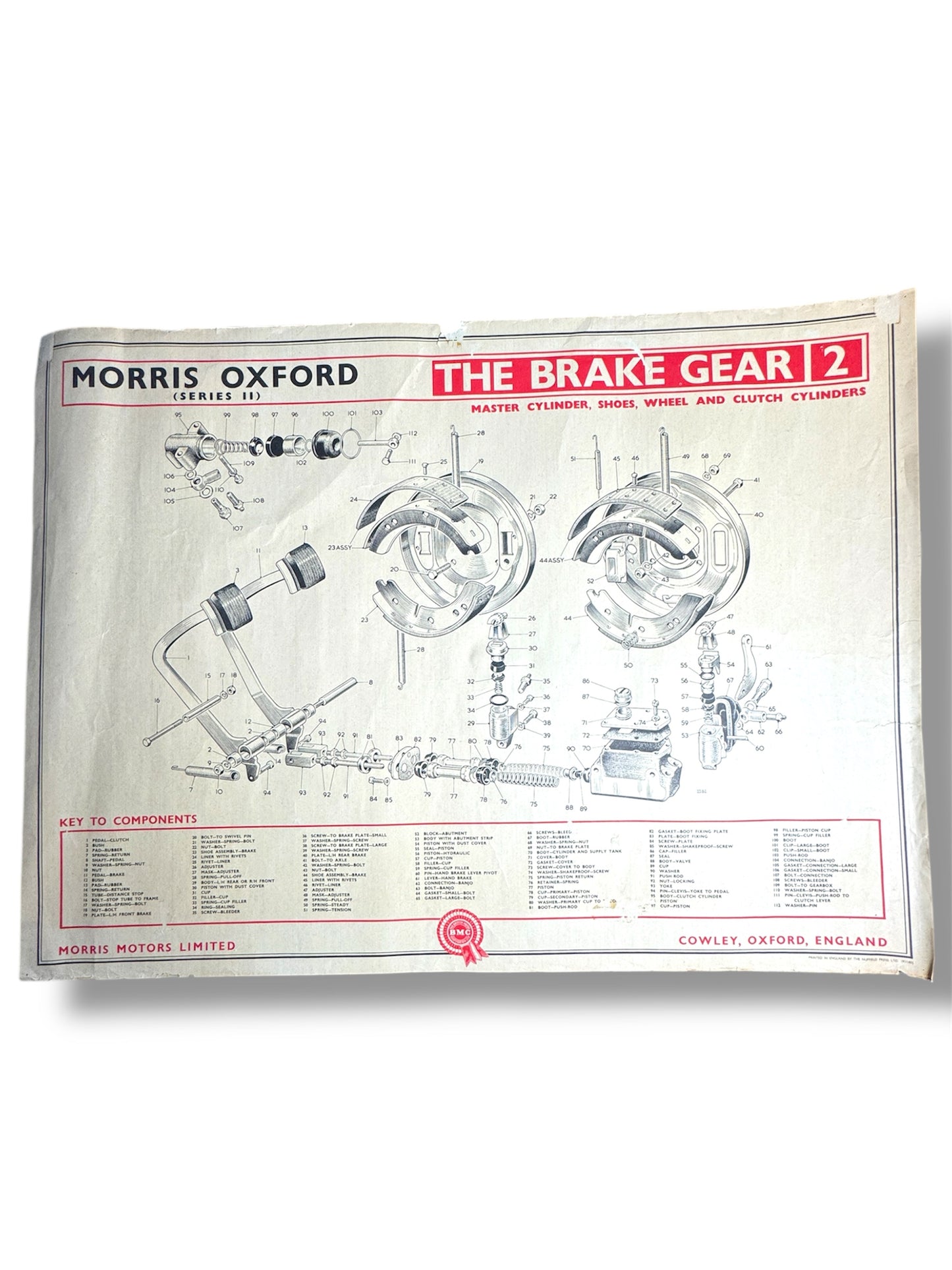 B.M.C. British Motor Corporation Educational Poster Circa 1950s