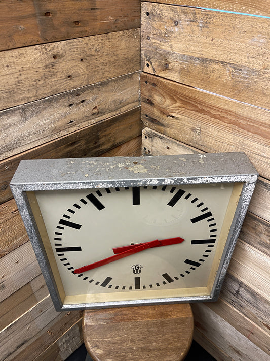 Large 1960's East German Industrial Factory Clocks By GW Geratewerk Liepzig