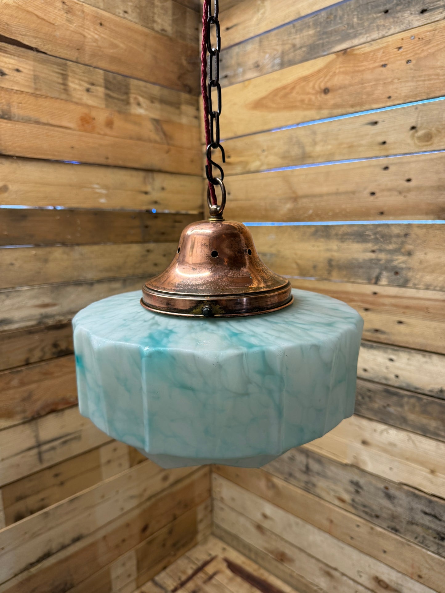 1930s Art Deco Italian Glass Pendant Light