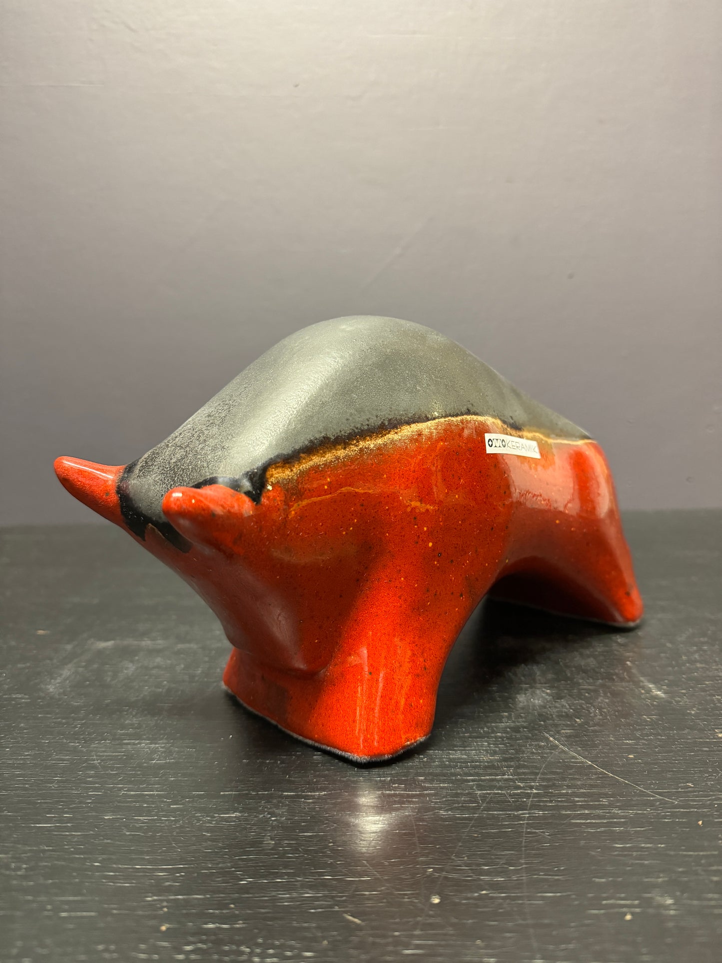 Otto Keramik Ceramic Bull West German Pottery Fat Lava