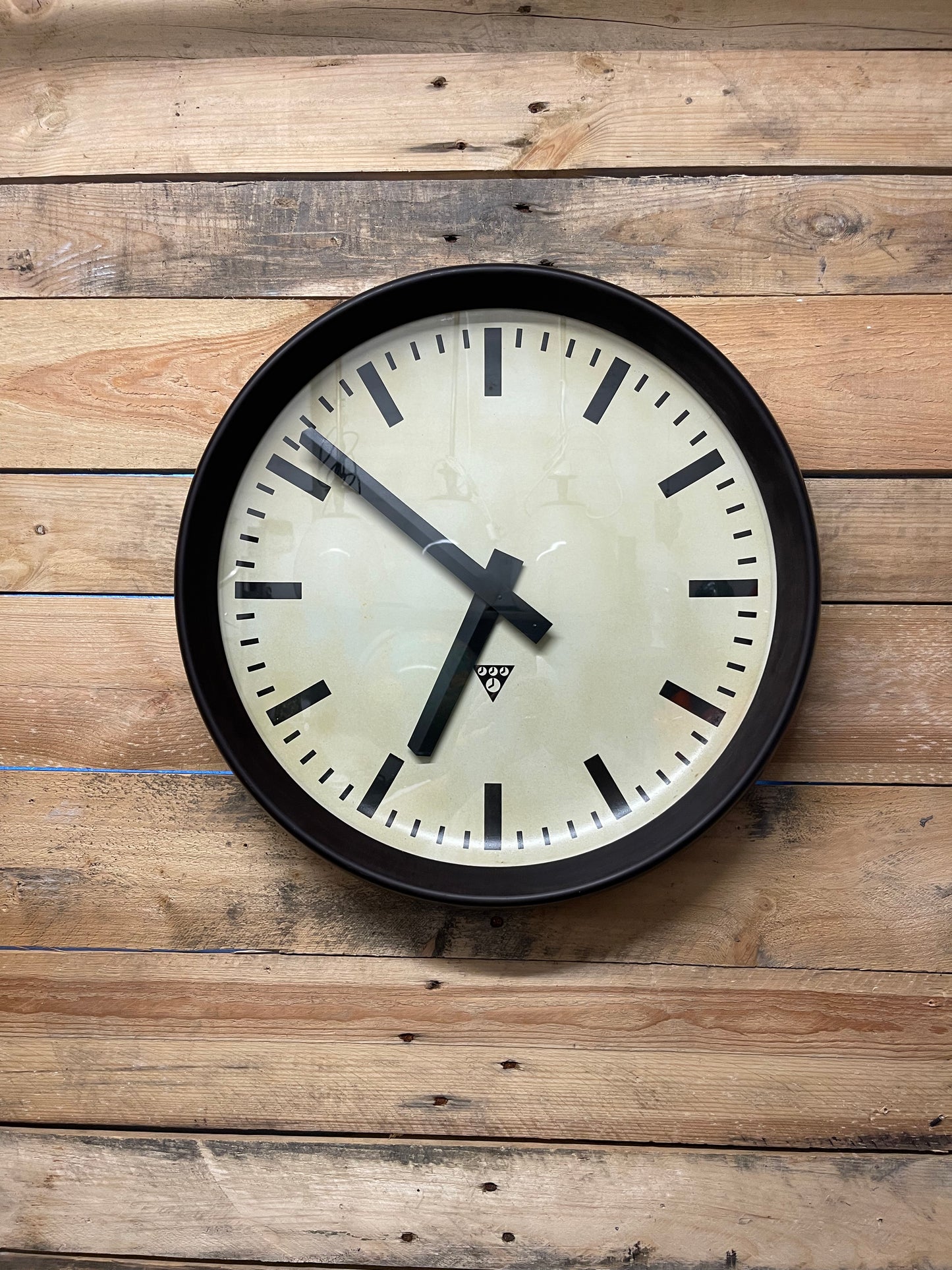 Large Czech 1950s Bakelite Office / Factory Clocks By Pragotron
