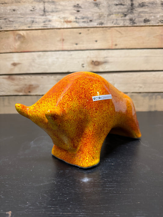 Otto Keramik Ceramic Bull West German Pottery Fat Lava