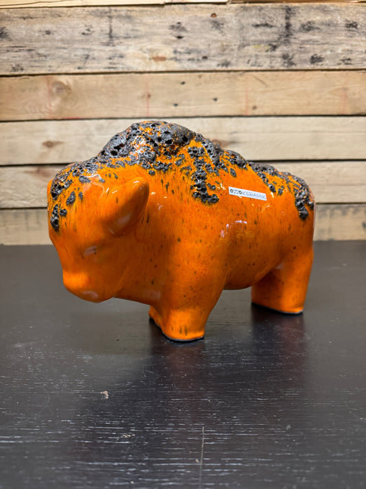 Otto Keramik Large Ceramic Bison West German Pottery Fat Lava