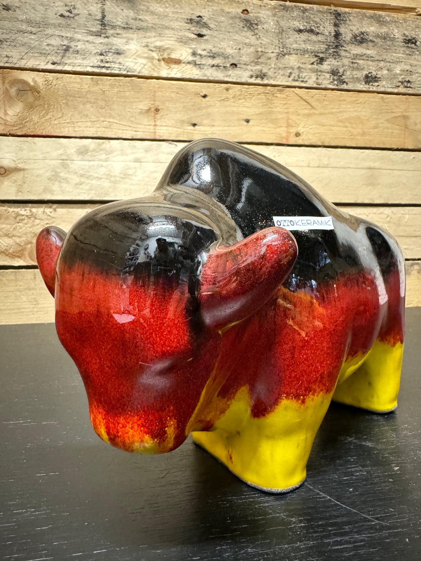 Otto Keramik Large Ceramic Bison West German Pottery Fat Lava