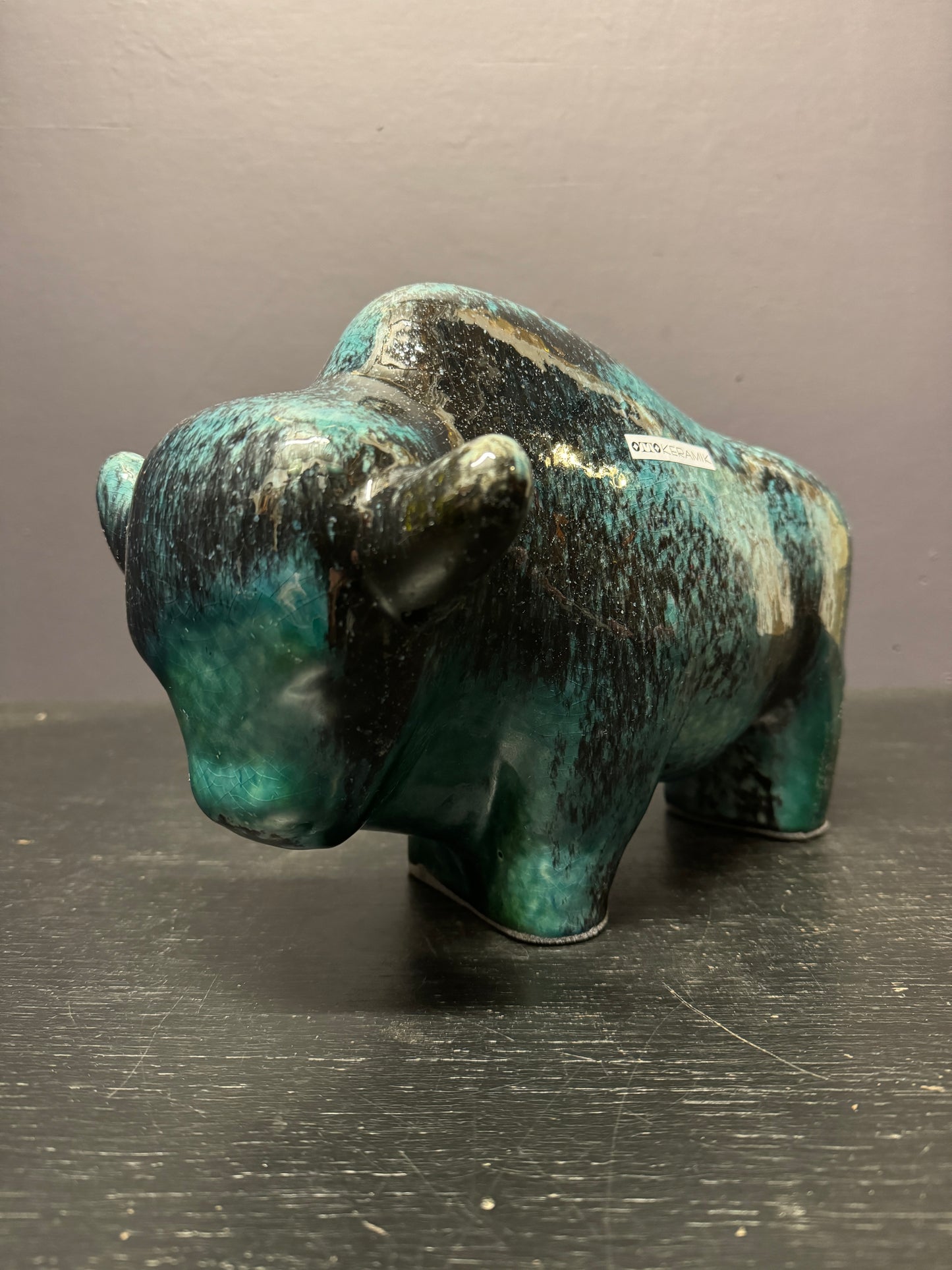 Otto Keramik Large Ceramic Bison West German Pottery Fat Lava