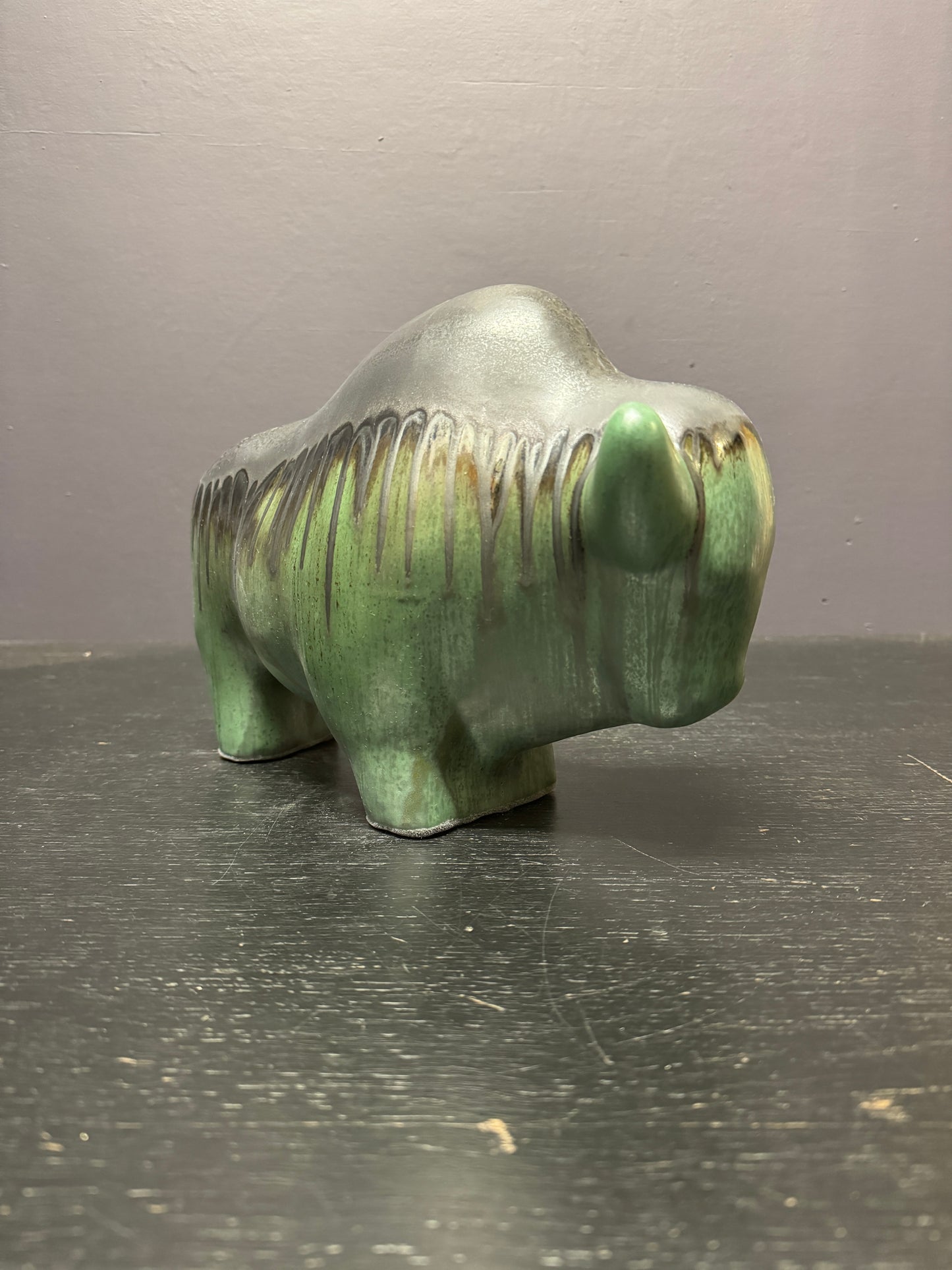 Otto Keramik Large Ceramic Bison West German Pottery Fat Lava