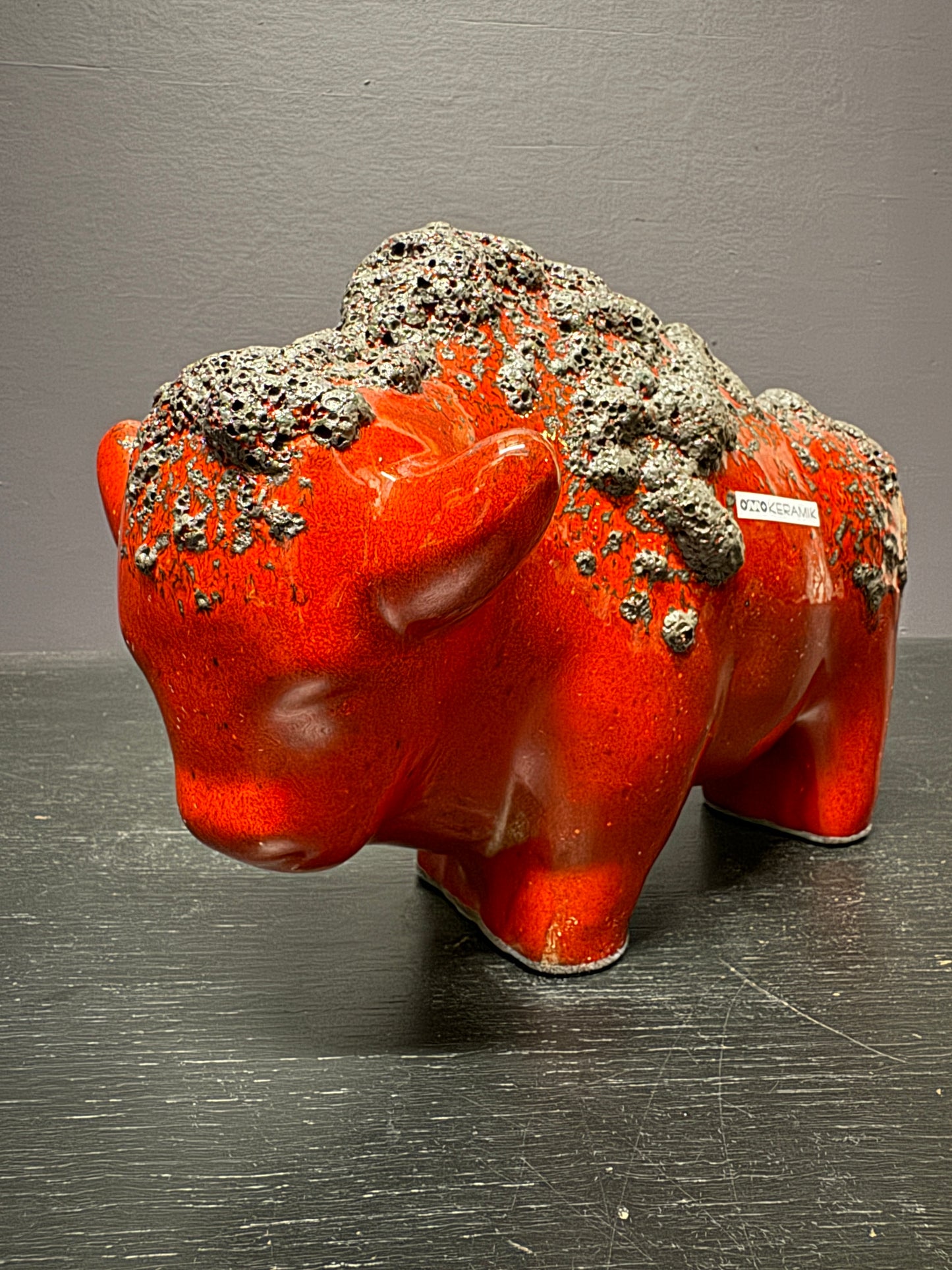 Otto Keramik Large Ceramic Bison West German Pottery Fat Lava