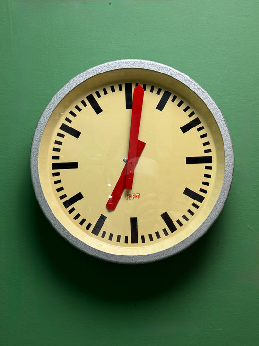 1950s East German Industrial Factory Clock By RFT