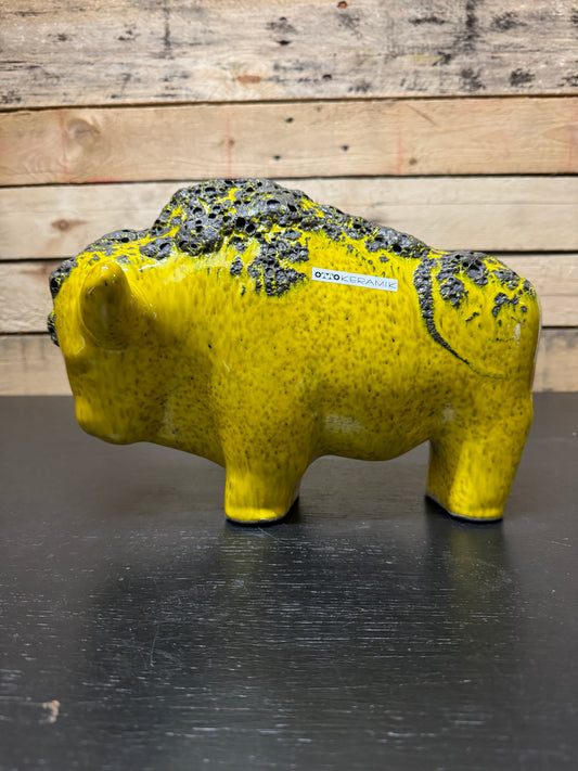 Otto Keramik Large Ceramic Bison West German Pottery Fat Lava