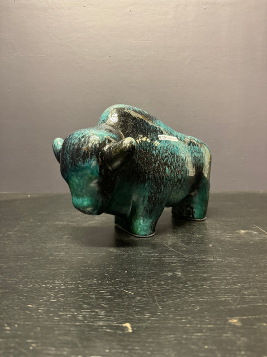Otto Keramik Large Ceramic Bison West German Pottery Fat Lava