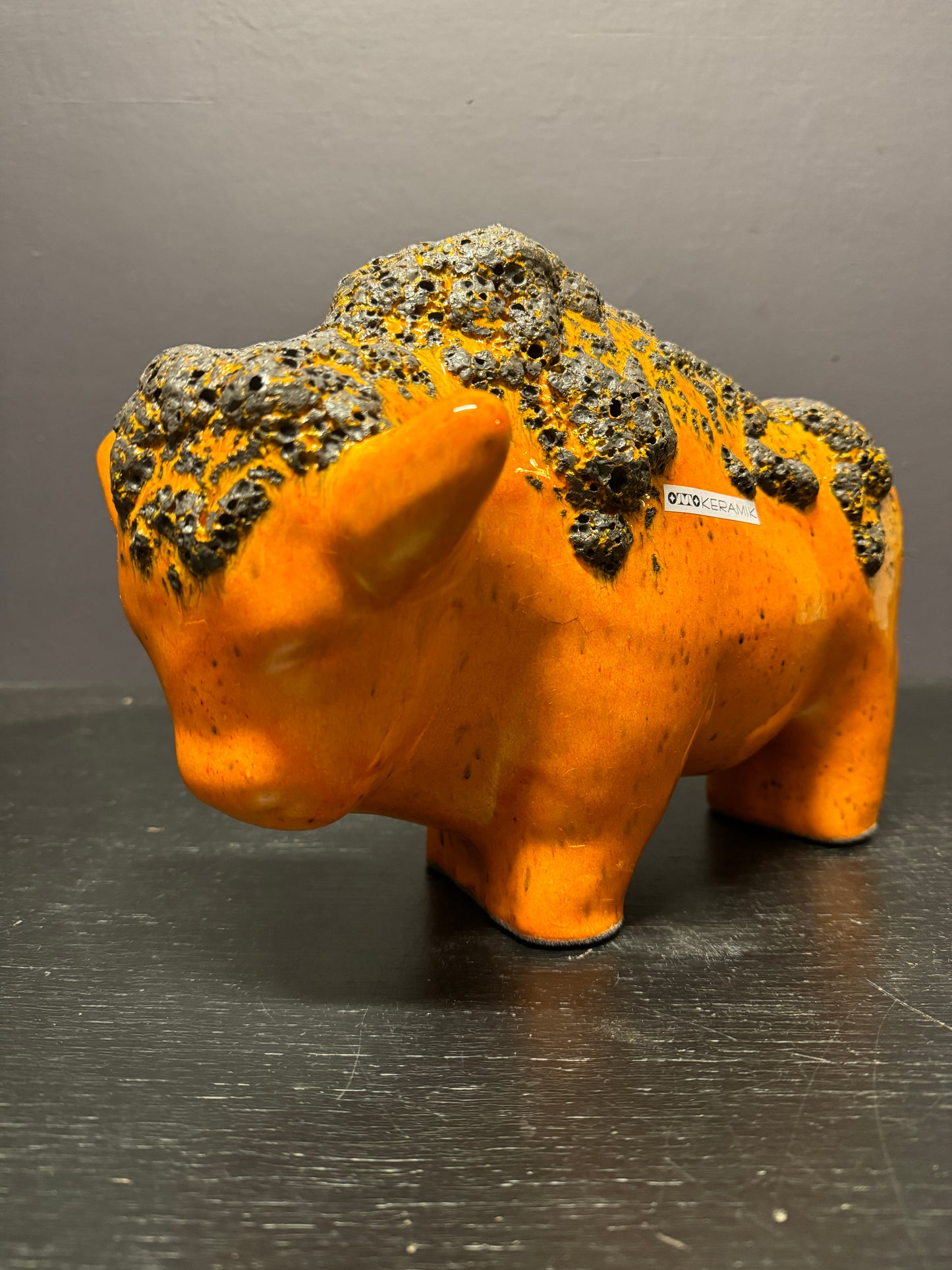 Otto Keramik Large Ceramic Bison West German Pottery Fat Lava
