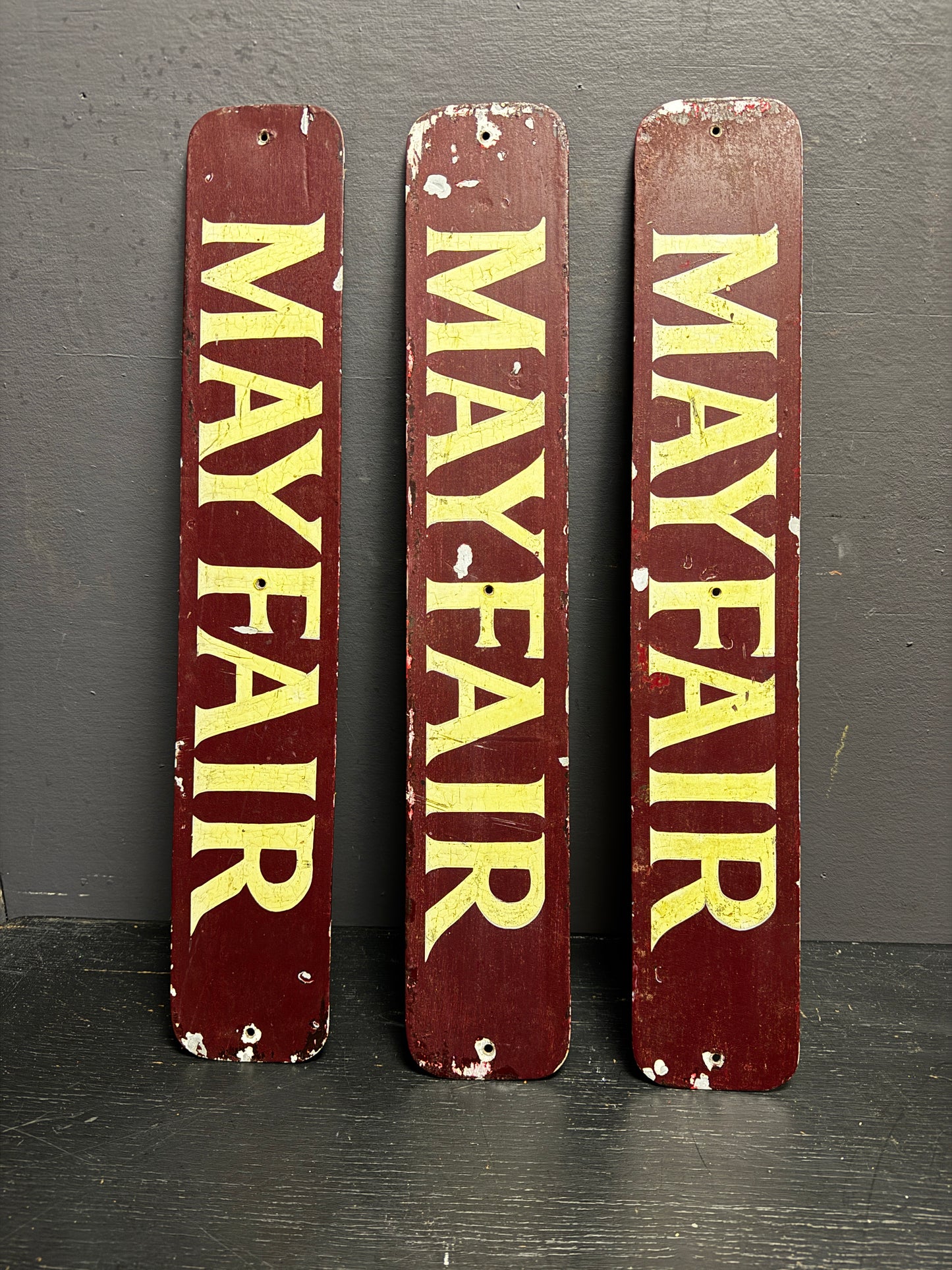 1960s Hand Painted Boat Signs ‘ MAYFAIR ‘