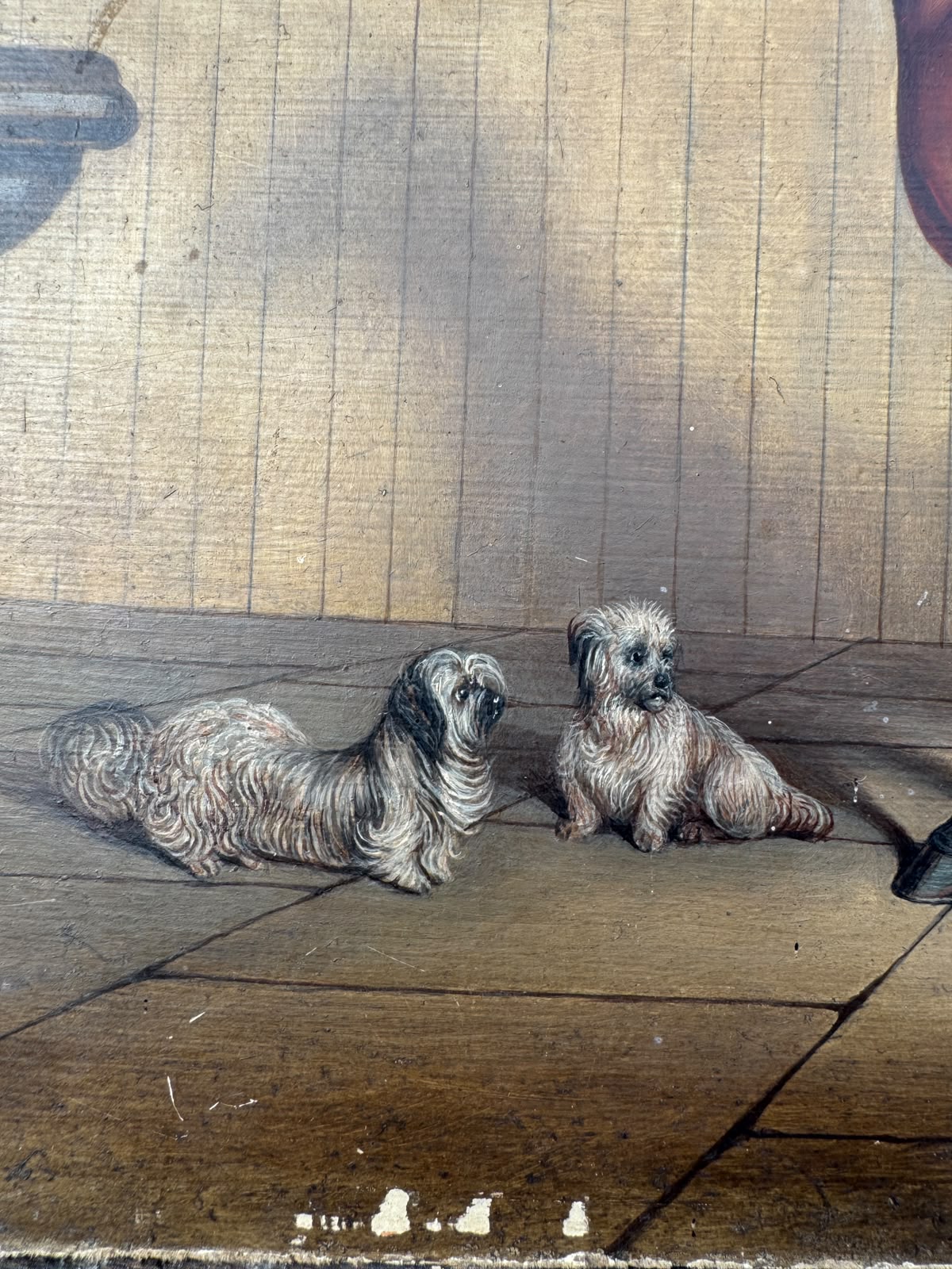 Late 1800s Oil Painting Bay Horse In A Stable